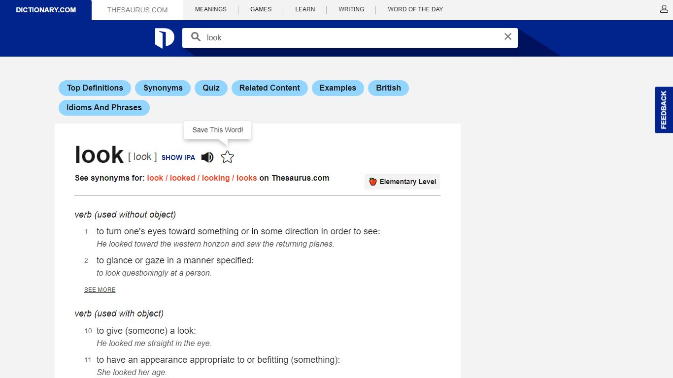 Look Definition & Meaning | Dictionary.com