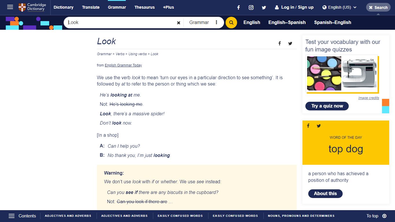 Look - English Grammar Today - Cambridge Dictionary