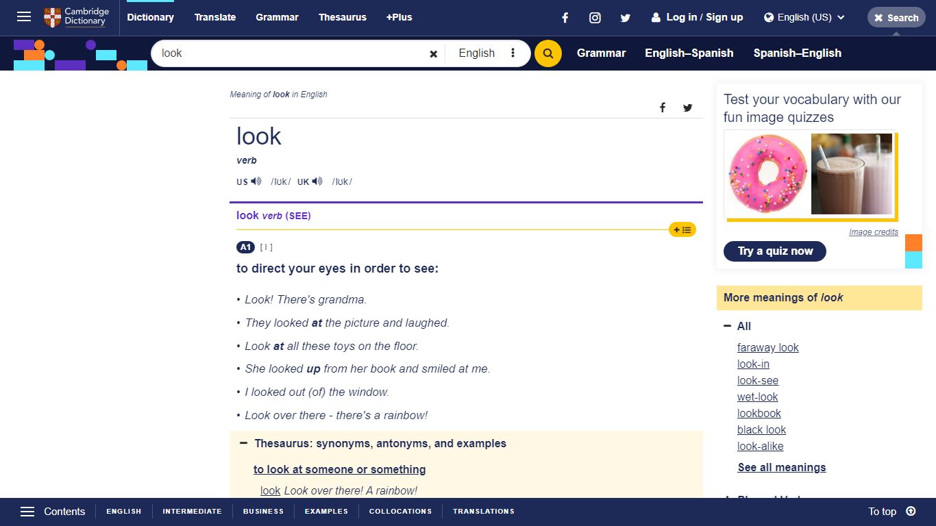 LOOK | definition in the Cambridge English Dictionary