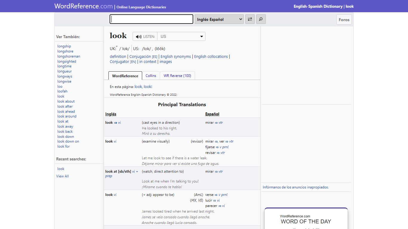 look - English-Spanish Dictionary - WordReference.com